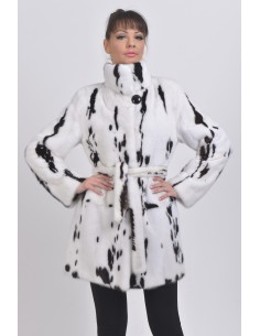 White and black mink coat -...